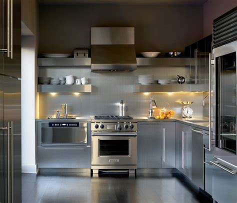 stainless steel cabinet with open selves|kitchen with stainless steel cabinets.